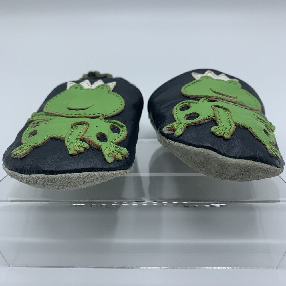 Mini Star Baby Shoes Slippers Boy Girl Size 0-6 Months Soft Sole Green Frog - Picture 5 of 7